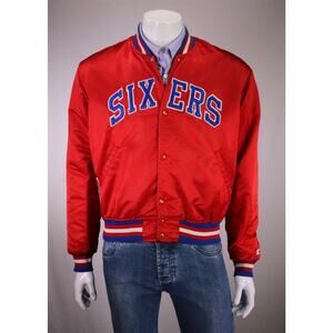 Philadelphia 76ers Sixers Vintage Starter Satin Jacket 80's Pro Line Dr. J Large